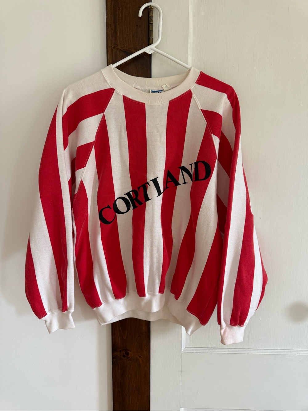 Vintage CORTLAND Red & White Striped Sweatshirt